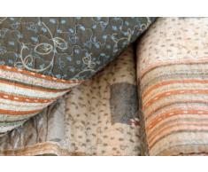 1001 Wohntraum 13D19 Quilt Jenny 230 x 250 cm Blumen Ranken Plaid, Patchwork Vintage Decke