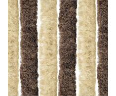 defacto®Flauschvorhang Türvorhang 100x200cm Chenille Fliegenschutz Insektenschutz Camping Made in Italy Braun/Beige