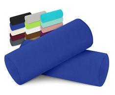 npluseins Doppelpack Jersey Nackenrolle-Kissenbezug - Uni Kissenhülle 1389.1908, ca. 40 x 15 cm, royal