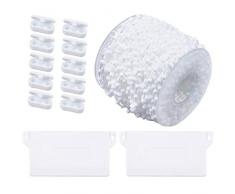 Fodlon Vertikaljalousien Zubehör, 2 Stück 89mm Vertikale Jalousien Lamellen für lamellenvorhänge, 10meter Verbindungskette für Senkrechte Blinds, 10 Stück Kettenstecker, Ersatzteile Jalousien weiß