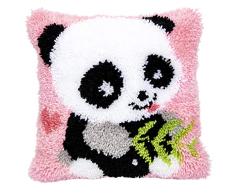 Beyond Your Thoughts Knüpfkissen für Kinder und Erwachsene zum Selber Knüpfen DIY Kissen Latch Hook Kit Panda 42 x 42 cm