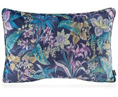 H.O.C.K. Just Velvet Kissen Samt Blumen Floral einfarbig mit Füllung (Blue Velvet, 60 x 40 cm)