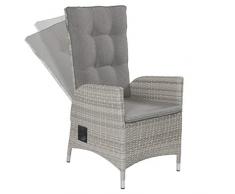 LC Garden Gartenstuhl Gartensessel Positionsstuhl Verstellsessel Roma Dining grau Polyrattan Aluminium mit Auflage