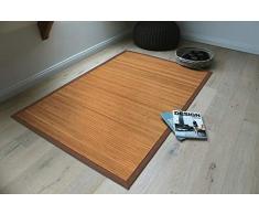 Bambusteppich Gentle 140x200cm, 17mm Stege, breite Bordüre, massives Bambus | Bordürenteppich | Teppich | Bambusmatte | Wohnzimmer | Küche DE-Commerce®| nachhaltig und ökologisch