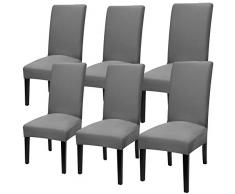 YISUN Universal Stretch Stuhlhussen 4er 6er Set Stuhlbezug für Stuhl Dunkelgrau