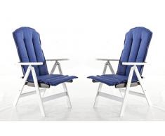 Ambientehome Auflage für Hochlehner, Stuhlkissen Stranda, 2-er Set, blau