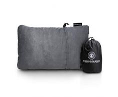 BERGBRUDER Komprimierbares Reisekissen - Nackenkissen aus zerkleinertem Memory Schaum - Outdoor Camping-Kissen weich, Ultraleicht & kompakt