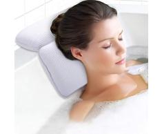 Kapmore Badewannenkissen Nackenkissen Badewanne mit Saugnäpfen Kissen Badewanne für Spa und Bad（Weiß）