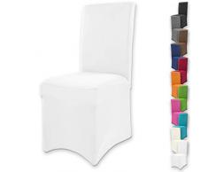 Gräfenstayn® Stretch-Stuhlhusse Henry - runde und eckige Stuhllehnen - bi-elastische Passform mit Öko-Tex Siegel Standard 100: „Geprüftes Vertrauen“ (Weiß)