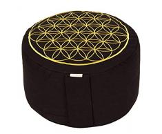 Yogabox Meditationskissen Glückssitz Blume des Lebens schwarz/gold, schwarz
