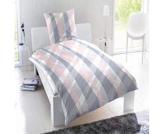 Hahn Haustextilien Feinbiber-Bettwäsche Rosa, Bettdeckenbezug: ca.140cm x 200cm, Kissenbezug: ca. 70cm x 90cm, 100% Reine Baumwolle