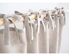 Leinen Vorhang mit Krawatten | Krawatte oben Leinen Vorhang Panel | Leinen Vorhang