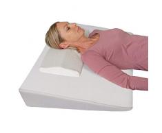 Bettkeil Keilkissen Schlaferhöhung + Nackenkissen Gratis dazu! Als Bein- oder Rückenkissen für Bett und Sofa/Seiten- und Rückenschläfer Matratzenkeil, Matratzenerhöhung 90x60x12 cm (beige)
