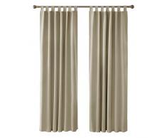 Deconovo Verdunkelungsvorhang Schlaufen Gardinen Wohnzimmern Vorhang Blickdicht Schlaufenschal 175x140 cm Beige 2er Set