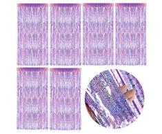6 Stück Lametta Vorhang Folie Vorhang Glänzende Fransenvorhang Glitzervorhang Dekoration Glitzer Deko Fransen Party Hintergrund Folien Schimmer Weihnachten Hochzeit Party Rosa