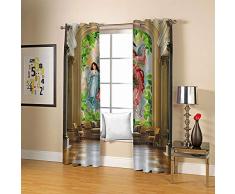 Tanboank Vorhänge Blickdicht Engel Gardinen Schlafzimmer Vorhang Kinderzimmer Thermo Verdunkelungsvorhang Ösenvorhang 225x140cm 2 Stücke