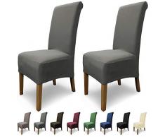 SCHEFFLER-Home Stretch Stuhlhusse Emma | 2er Set elastische Stuhlabdeckungen aus Baumwolle | Stuhlhussen Schwingstühle | Spannbezug mit Gummiband | Elegante Stuhlbezüge