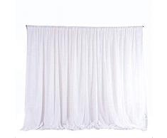 uyoyous 3m x 3m Vorhang Hochzeit Hintergrund Ice Seide Gardinen Vorhänge Party Dekoration Hintergründe für Hochzeit Fotografie Studio Geburtstag Baby Shower Weihnachten Event Feier - Weiß