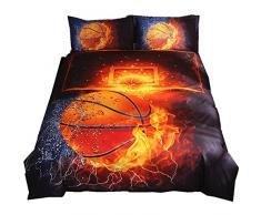 NTBED Bettbezug-Set mit Basketball und Fußball, Bedruckt, 2-teiliges Bettwäsche-Set (Keine Füllung), Polyester, Basketball, Single(150x210cm,no Filling)