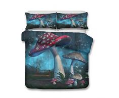 Fansu Bettwäsche-Set Bettbezug Kissenbezug, Mikrofaser Bedding Set Weich Haltbar Atmungsaktive - Pilz 3D-Druck (Swing,135x200cm(3pcs))
