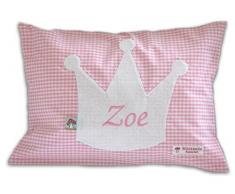 Glückspilz Namenskissen Babykissen I Krone I mit Namen personalisiert I Geschenk zu Geburt, Taufe oder Geburtstag I verschiedene Farben und Formen (Rosa, 25 x 35)