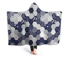 Hirkeld Octagon Patchwork Style Decke mit Kapuze Decke Hoodie Warme und gemütliche Decke mit Kapuze