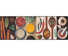 Sehr hochwertiger Küchenläufer Größe ca. 60 x 180 cm - Hot Spices - Gewürze - Küchenmatte - Dekoläufer für Küche und Bar / Teppich Läufer Küche / waschbare Küchenläufer / Küchendeko Modell ,,COOKING & WASH Größe