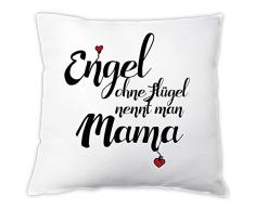 4you Design Kissen Engel ohne Flügel nennt Man Mama, Zierkissen, Dekokissen, Geschenkidee, Muttertagsgeschenk, Geschenk zum Muttertag, Geburtstag, zu Weihnachten, für die Mama, Mutter