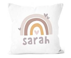 SpecialMe® Kissen-Bezug Kinder mit Namen Regenbogen Herz Namenskissen Rainbow Kinder Baby weiß 40cm x 40cm