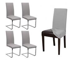 BEAUTEX 4er Set Jersey Stuhlhusse, elastische Stretch Husse Baumwolle Bi-Elastic, Farbe wählbar (Mittelgrau-Stein)