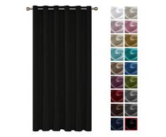 Deconovo Vorhang Verdunkelung Ösen Gardinen Verduklungsvorhang Wohnzimmer Ösenvorhang 290x200 cm Schwarz 1 Stück