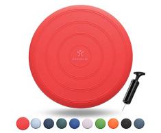 BODYMATE Ballsitzkissen Comfort inkl. Pumpe Pepper-RED 33cm Durchmesser - Balance-Kissen, Sitzballkissen, Luftkissen, Balance Pad - Core-, Fitness-, Reha-, Koordinations- und Rückentraining