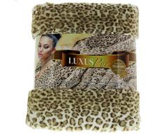 Gözze Edle Felloptik Wohndecke, Design Schneeleopard, Weiß/Braun, 40075-150200