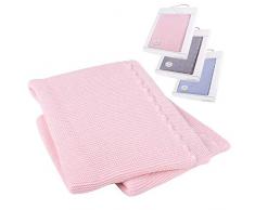 Babydecke Baumwolle *~* 100% *~* Mädchen rosa Strickdecke Baby Babydecke Strick Wolle Kinderwagen Kuscheldecke Erstlingsdecke Set Decke weich Erstausstattung Geschenk Geburt Neugeborene kuschelig