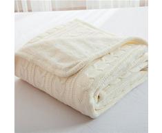 RAIN QUEEN Decke Kuscheldecke Doppelseitige Mikrofaserdecke Strickdecke kuschelig flauschig (120 * 180cm, Weiß)