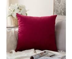 MIULEE 1 Pcs Samt Weihnachten Christmas Kissenbezug Kissenhülle Dekorative Kissenbezug Dekokissen Weihnachtskissenbezüge Kissenhülle Wein Rot 18 x 18 inch 45 x 45 cm