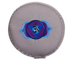 Meditationskissen Glückssitz Chakra, Ø 33 cm, Höhe 15 cm, Bezug und Inlett 100 % Baumwolle, Füllung Buchweizenschalen, Bezug und Inlett maschinenwaschbar bis 30ºC, grau / 6. Chakra 3.Auge-Chakra (Ajña)