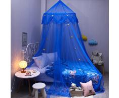 Baby Betthimmel Deko Baldachin Moskitonetz Kinder Prinzessin Spielzelte Dekoration für Kinderzimmer (Blau)