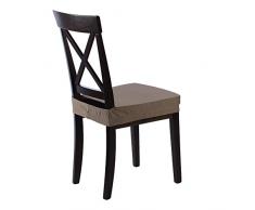 SCHEFFLER-Home Marie Wasserabweisende Sitz-Hussen 2 Stück, Stretch-Stoff Stuhl-Sitz-Bezug, Fleckschutz, bi-elastische Schutz-Husse, Moderne Abdeckung - Taupe