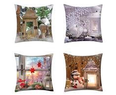 4 stücke Weihnachten Kissenbezug Dekokissen Haus Dekoration weich Quadrat Sofa Kissen Bettwäsche Platz Dekorative Setzen Fall Zierkissen Kissenhülle Weihnachtsdeko Weihnachtsmann Rudolph 45x45cm