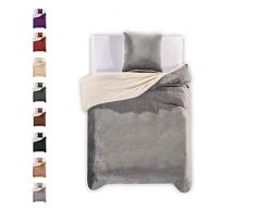 DecoKing 96147 Winter Bettwäsche 135x200 cm Stahl mit 1 Kissenbezug 80x80 2tlg Lammfelloptik Sherpa Bettwäscheset flauschig Bettbezüge Microfaser mollig weich kuschelig grau anthrazit Teddy