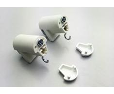 KLEMMFLEX Klemmträger HFX mit Haken für Bambusrollo, -rollup mit Dreieck-Ösen zur Montage direkt auf den Fensterflügel ihres PVC-/Kunststofffensters ~ Farbe: weiss ~ OHNE BOHREN ~ 1 Paar = 2 Stück