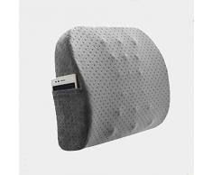 Massage-Lendenstützkissen mit Seitentasche für Bürostuhl, Autositz, Rückenstützkissen aus Memory-Schaum, für Damen und Herren grau