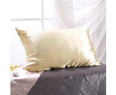 THXSILK 25 Momme Seide Kissenbezug für Haar und Haut - Maulbeerseide Kopfkissenbezug - Hypoallergen mit Versteckter Reißverschluss - Pure Seide auf Beide Seiten - 40x80cm Champagner
