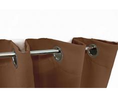VICTORIA M Aurora Verdunkelungsvorhang blickdicht, Thermovorhang, Ösenvorhang 140 x 245cm, braun, 2er Pack
