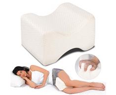 Dioxide Kniekissen, Ergonomisches Knie-Kissen für Seitenschläfer, Memory Foam Beinkissen mit waschbarem Bezug (weiß)