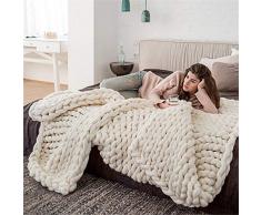 GLITZFAS Große Strickdecke, Gestrickte Decke Strickgarn handgewebte Decke für Haustier Bett Stuhl Sofa