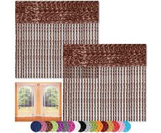 Bestlivings Fadenvorhang 2er Pack Gardine Raumteiler, Auswahl: 90x240 braun - Schokobraun