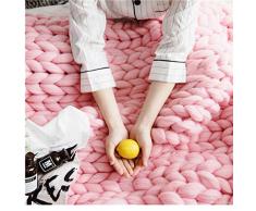Yiyida Hand Chunky Gestrickt Warme Decke Dickes Garn Merinowolle Bulky Strickdecke 60x80cm,100x100cm,100x150cm
