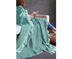 Mixibaby Tagesdecke Wohndecke Wendedecke Kuscheldeck Sofadecke Couchdecke, Farbe Design:Mint Fischgräten Design